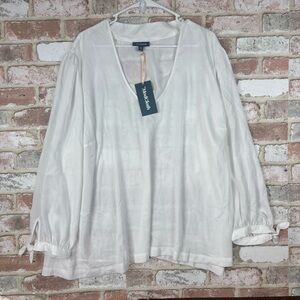 ModCloth 4X NWT White sheer chiffon blouse | Tie cuffs